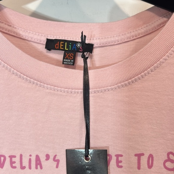 Delia’s Girl Summer Graphic Tee oversized women’s size xs pink t-shirt - Picture 2 of 6